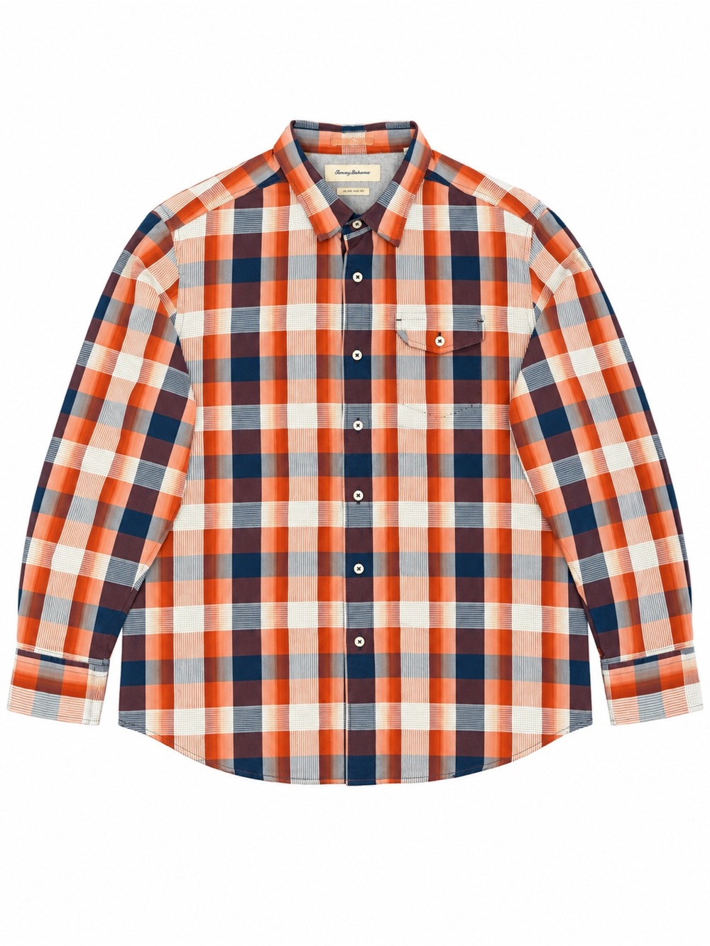 Tommy Bahama Island Modern Fit Plaid Cotton Silk Button Down Shirt XL